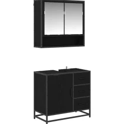 Ensembles De Meubles-vidaXL Ensemble de mobilier de salle de bain 2 pcs Chêne noir Chêne noir