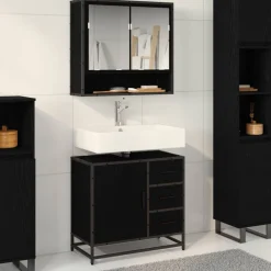 Ensembles De Meubles-vidaXL Ensemble de mobilier de salle de bain 2 pcs Chêne noir Ch&ecirc;ne noir