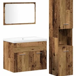 vidaXL Ensemble de mobilier de salle de bain avec étagère 4 pcs Marron