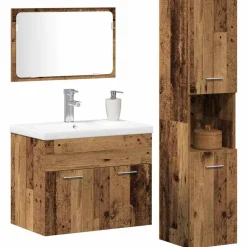 vidaXL Ensemble de mobilier de salle de bain avec étagère 4 pcs Marron
