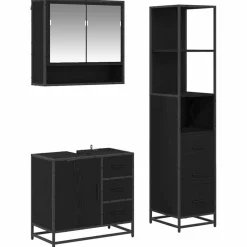 Ensembles De Meubles-vidaXL Ensemble de mobilier de salle de bain 3 pcs Chêne noir Chêne noir