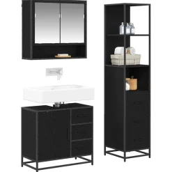 Ensembles De Meubles-vidaXL Ensemble de mobilier de salle de bain 3 pcs Chêne noir Chêne noir