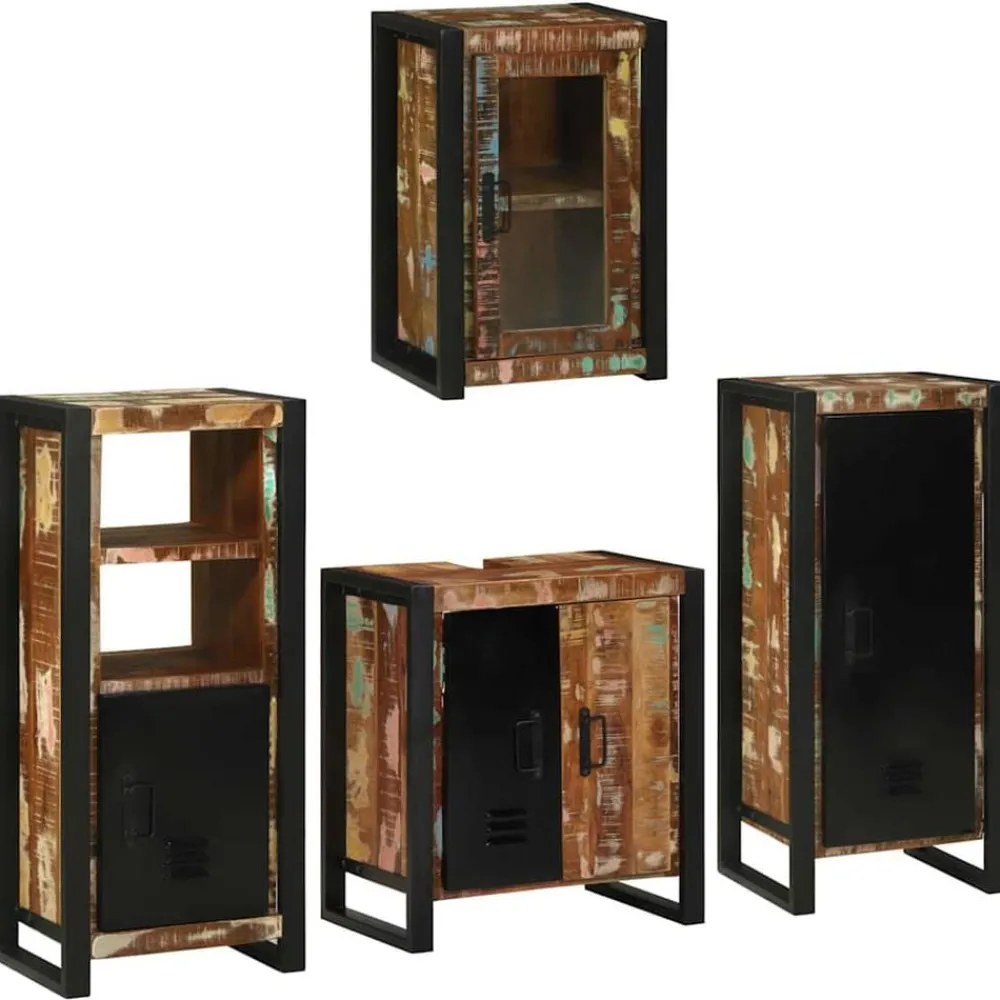 Ensembles De Meubles-vidaXL Ensemble de mobilier de salle de bain 4 pcs Bois massif recyclé