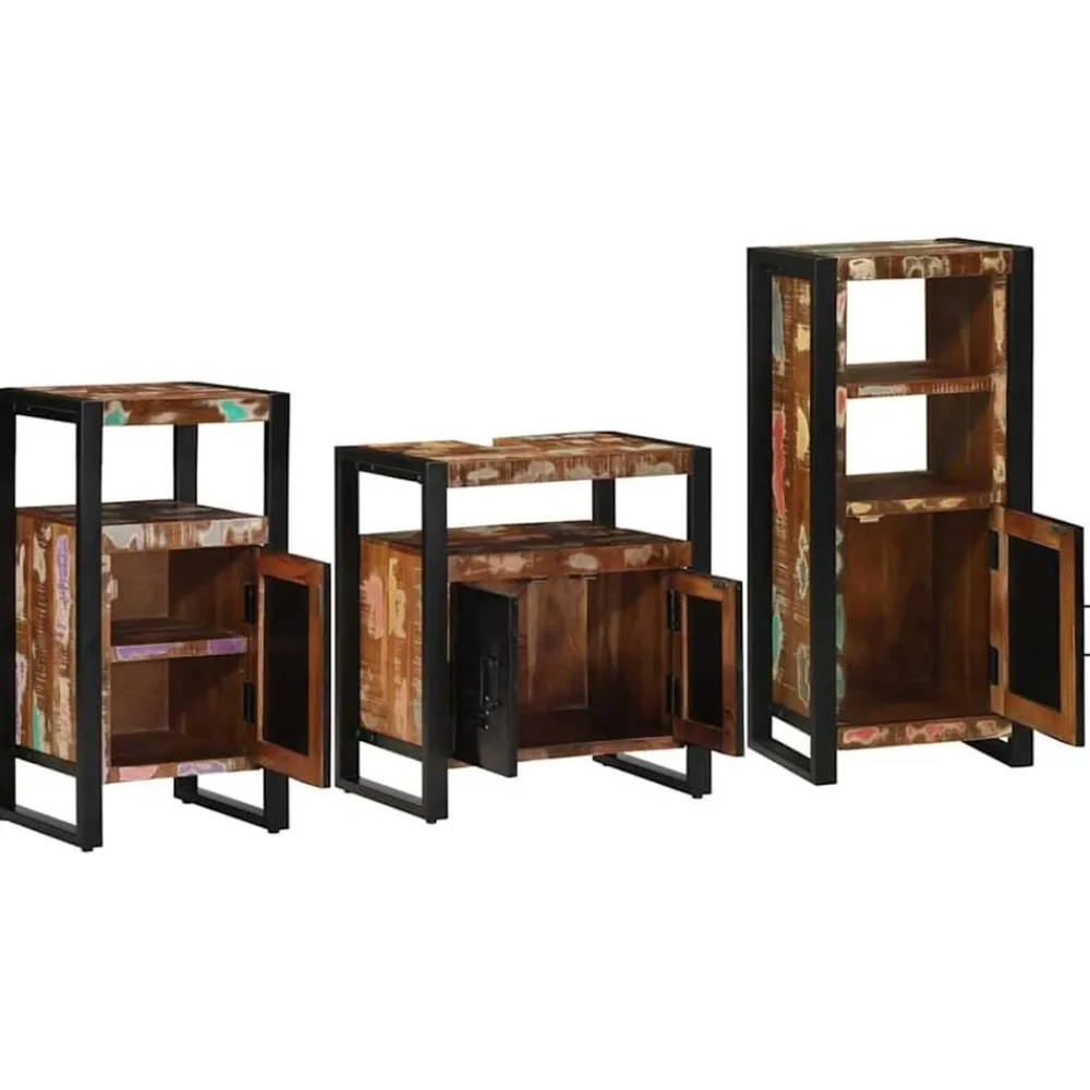 vidaXL Ensemble de mobilier de salle de bain 3 pcs Bois Recyclé Solide