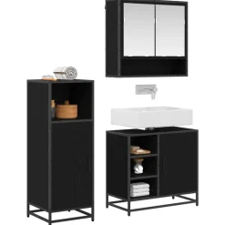 vidaXL Ensemble de mobilier de salle de bain 3 pcs Chêne noir