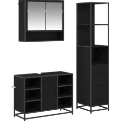 Ensembles De Meubles-vidaXL Ensemble de mobilier de salle de bain 3 pcs Chêne noir Chêne noir