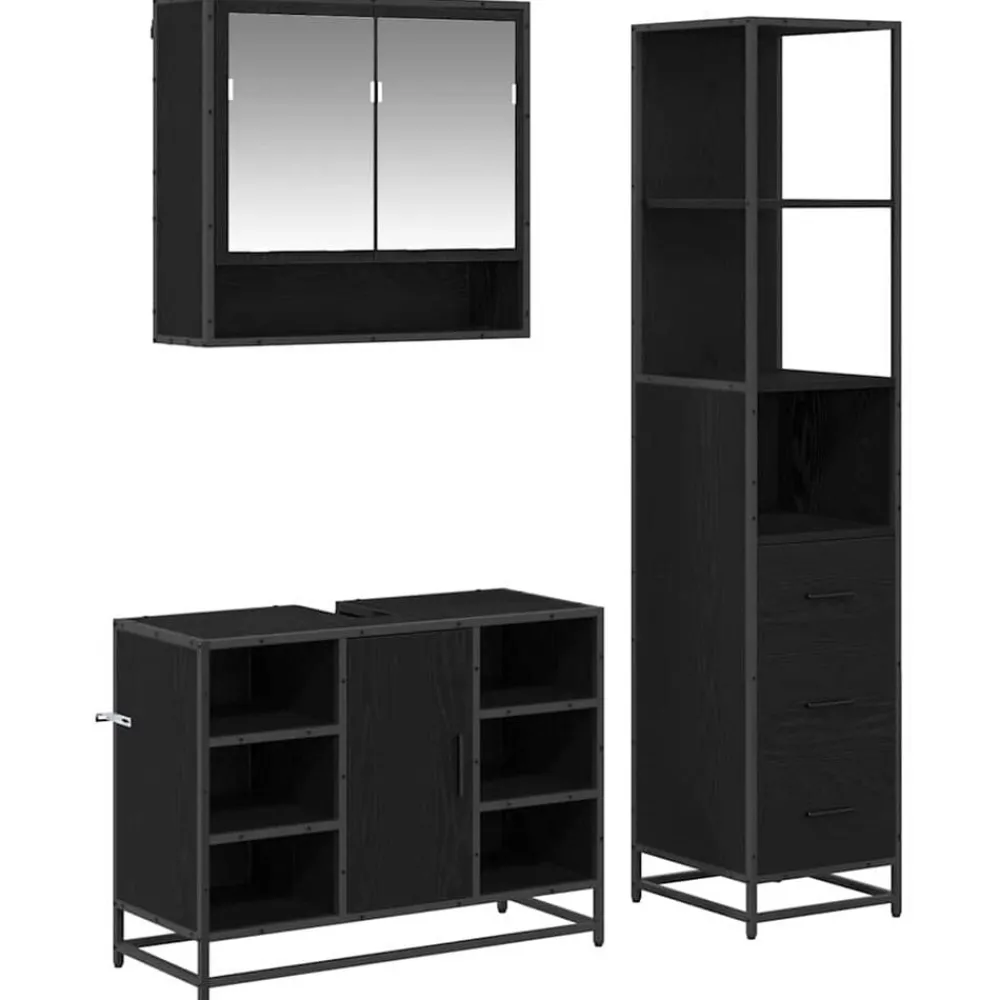 Ensembles De Meubles-vidaXL Ensemble de mobilier de salle de bain 3 pcs Chêne noir Chêne noir