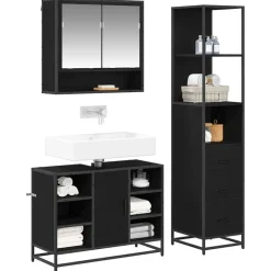Ensembles De Meubles-vidaXL Ensemble de mobilier de salle de bain 3 pcs Chêne noir Chêne noir