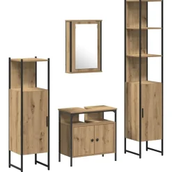 vidaXL Ensemble de mobilier de salle de bain 4 pcs chêne artisanal