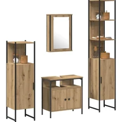 vidaXL Ensemble de mobilier de salle de bain 4 pcs chêne artisanal