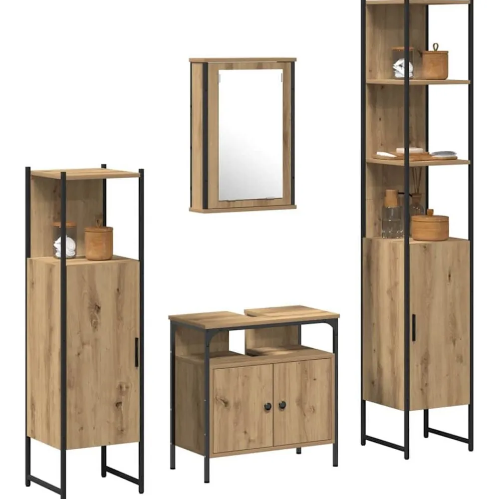vidaXL Ensemble de mobilier de salle de bain 4 pcs chêne artisanal
