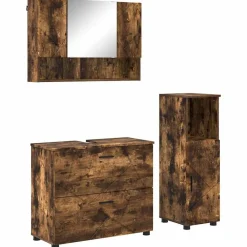 Ensembles De Meubles-vidaXL Ensemble de mobilier de salle de bain 3 pcs Chêne fumé Chêne fumé