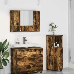 Ensembles De Meubles-vidaXL Ensemble de mobilier de salle de bain 3 pcs Chêne fumé Ch&ecirc;ne fumé