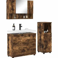 Ensembles De Meubles-vidaXL Ensemble de mobilier de salle de bain 3 pcs Chêne fumé Chêne fumé