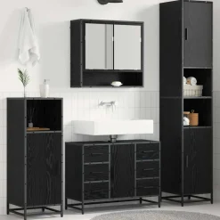 vidaXL Ensemble de mobilier de salle de bain 4 pcs Chêne noir
