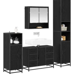 vidaXL Ensemble de mobilier de salle de bain 4 pcs Chêne noir
