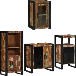 vidaXL Ensemble de mobilier de salle de bain 4 pcs Bois massif recyclé