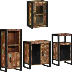 vidaXL Ensemble de mobilier de salle de bain 4 pcs Bois massif recyclé