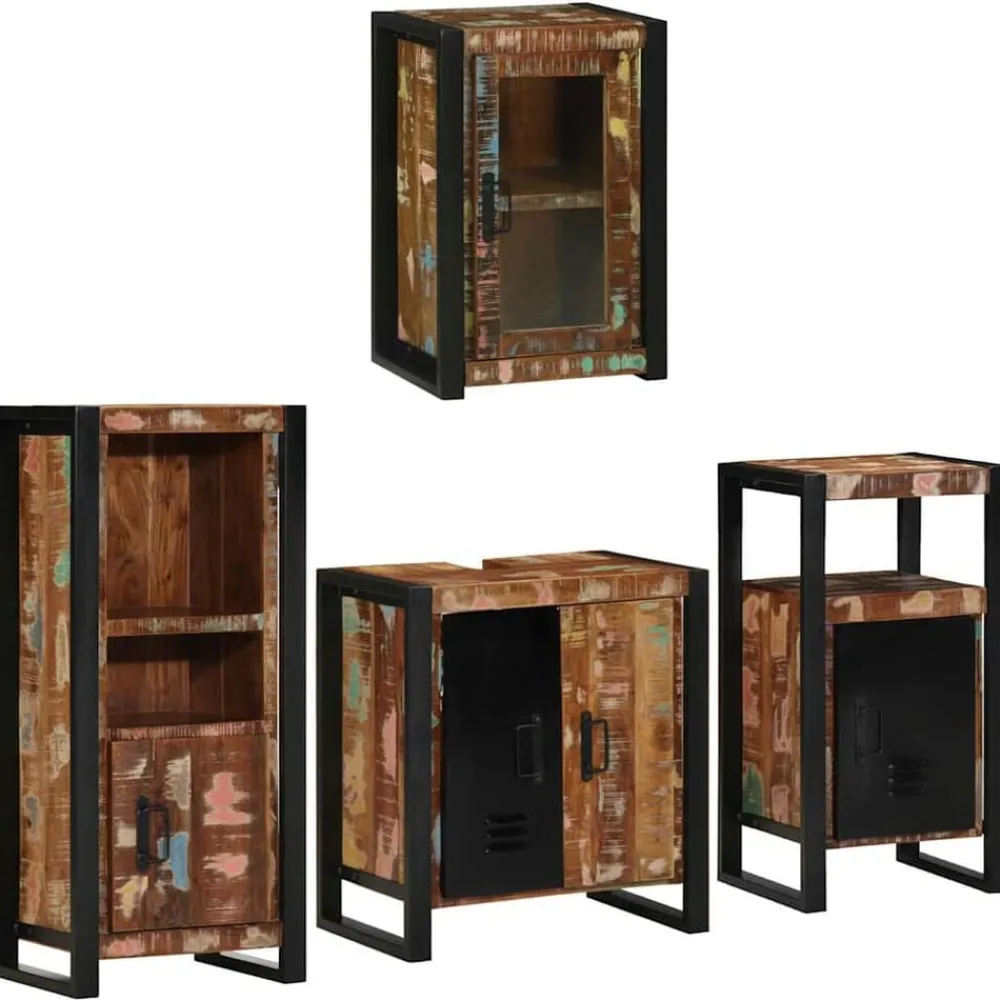 vidaXL Ensemble de mobilier de salle de bain 4 pcs Bois massif recyclé