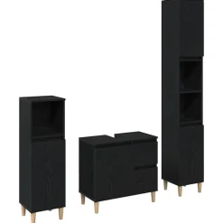 vidaXL Ensemble de mobilier de salle de bain 3 pcs Chêne noir