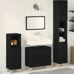 vidaXL Ensemble de mobilier de salle de bain 3 pcs Chêne noir