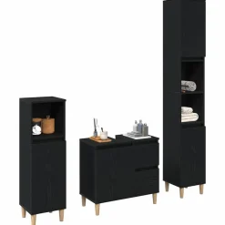 vidaXL Ensemble de mobilier de salle de bain 3 pcs Chêne noir