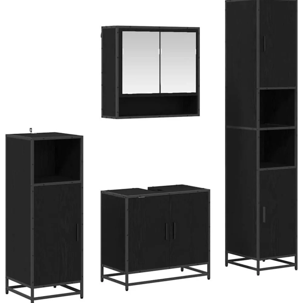 Ensembles De Meubles-vidaXL Ensemble de mobilier de salle de bain 4 pcs Chêne noir Chêne noir