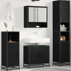 Ensembles De Meubles-vidaXL Ensemble de mobilier de salle de bain 4 pcs Chêne noir Ch&ecirc;ne noir