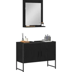 vidaXL Ensemble de mobilier de salle de bain Montage mural 2 pcs Noir