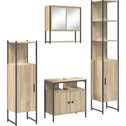 Ensembles De Meubles-vidaXL Ensemble de mobilier de salle de bain 4 pcs Chêne Sonoma Chêne sonoma