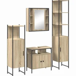 vidaXL Ensemble de mobilier de salle de bain 4 pcs Chêne Sonoma