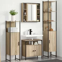 vidaXL Ensemble de mobilier de salle de bain 4 pcs Chêne Sonoma
