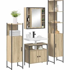 vidaXL Ensemble de mobilier de salle de bain 4 pcs Chêne Sonoma