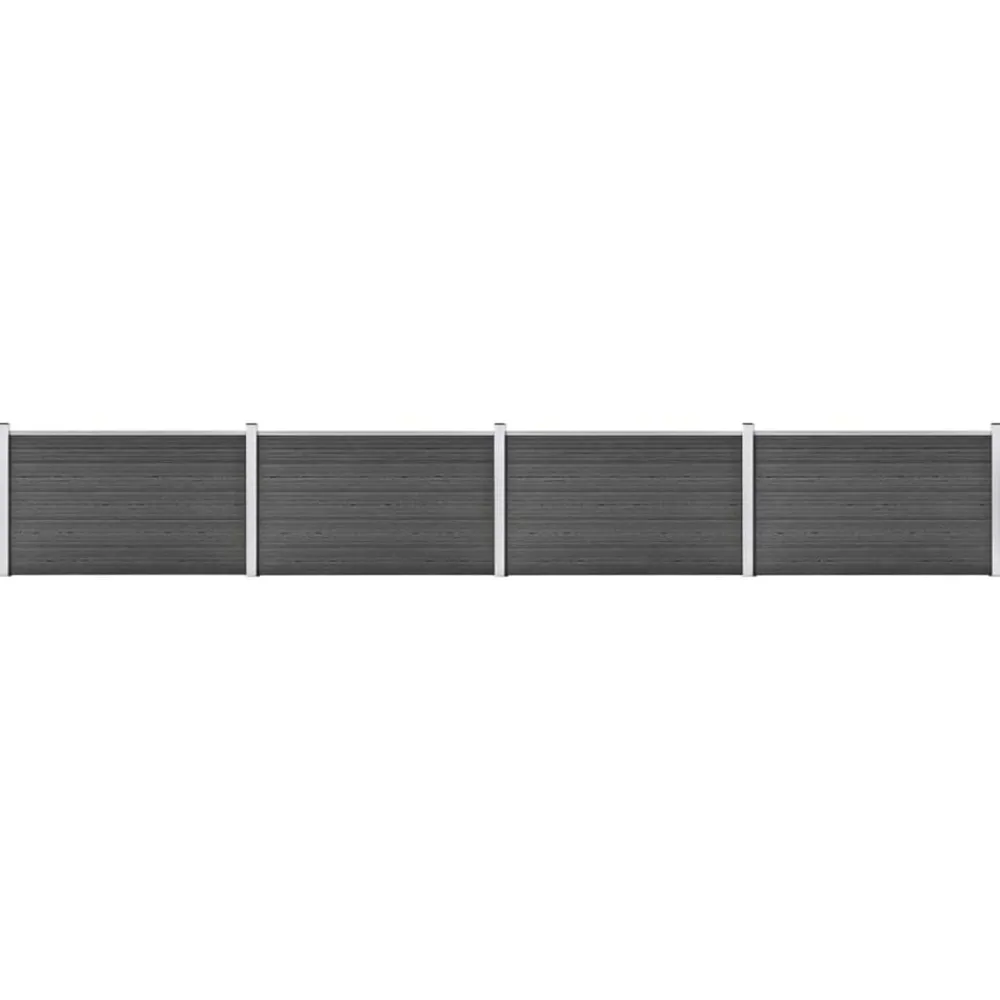 Clôtures & Barrières-vidaXL Ensemble de panneau de clôture WPC 699x105 cm Noir