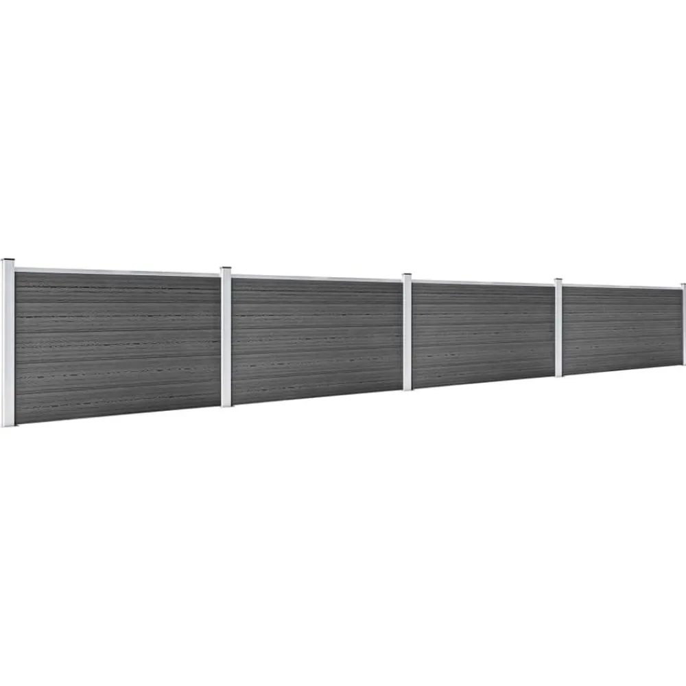 Clôtures & Barrières-vidaXL Ensemble de panneau de clôture WPC 699x105 cm Noir
