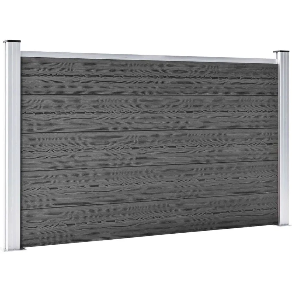 Clôtures & Barrières-vidaXL Ensemble de panneau de clôture WPC 699x105 cm Noir