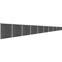 Clôtures & Barrières-vidaXL Ensemble de panneau de clôture WPC 1737x186 cm Noir