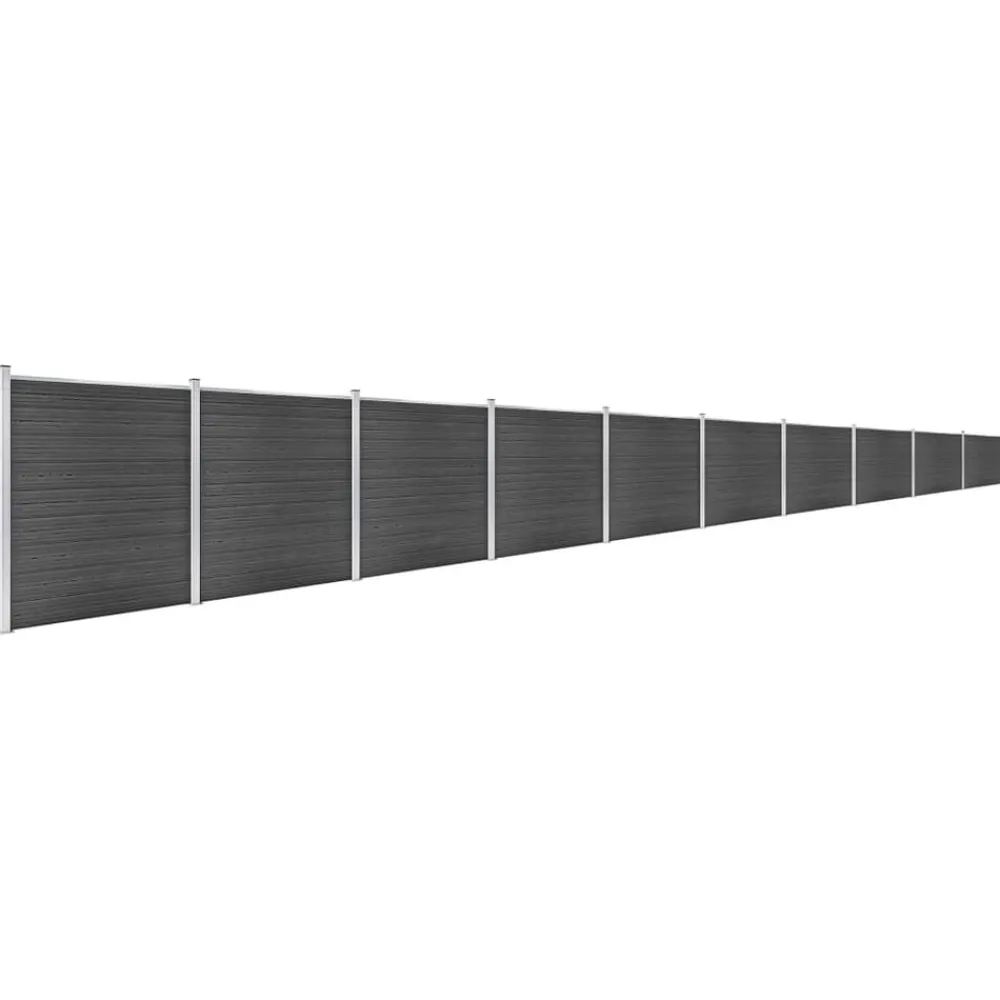 Clôtures & Barrières-vidaXL Ensemble de panneau de clôture WPC 1737x186 cm Noir