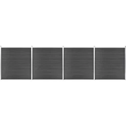 Clôtures & Barrières-vidaXL Ensemble de panneau de clôture WPC 699x186 cm Noir