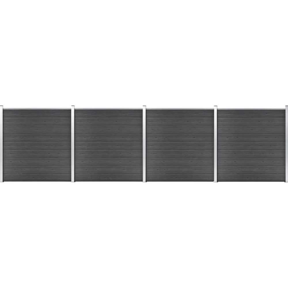 Clôtures & Barrières-vidaXL Ensemble de panneau de clôture WPC 699x186 cm Noir