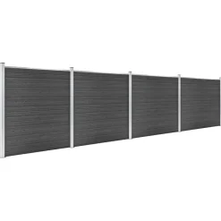 Clôtures & Barrières-vidaXL Ensemble de panneau de clôture WPC 699x186 cm Noir