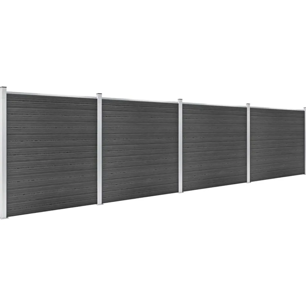 Clôtures & Barrières-vidaXL Ensemble de panneau de clôture WPC 699x186 cm Noir