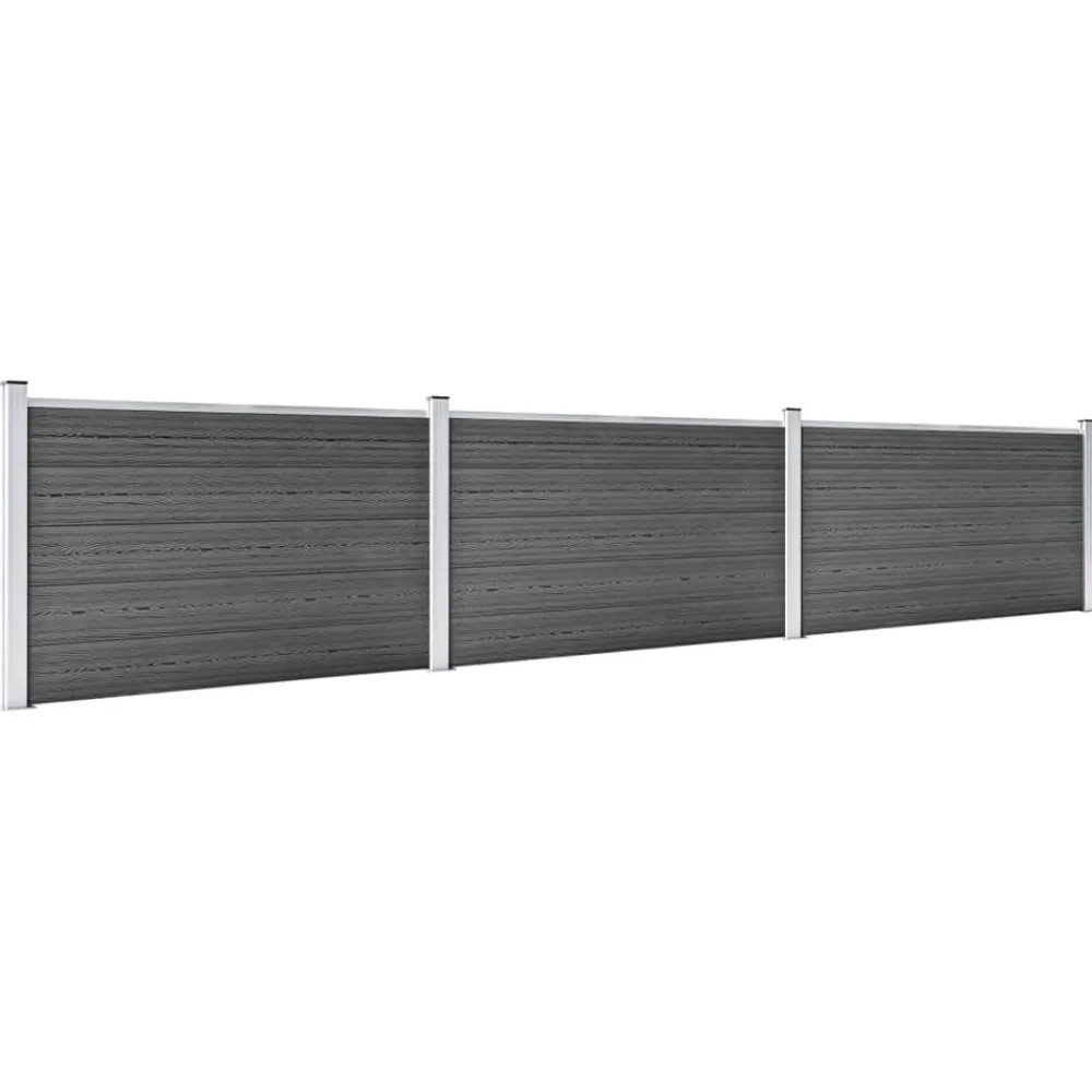 Clôtures & Barrières-vidaXL Ensemble de panneau de clôture WPC 526x105 cm Noir