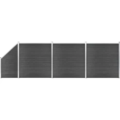 Clôtures & Barrières-vidaXL Ensemble de panneau de clôture WPC 619x(105-186) cm Noir