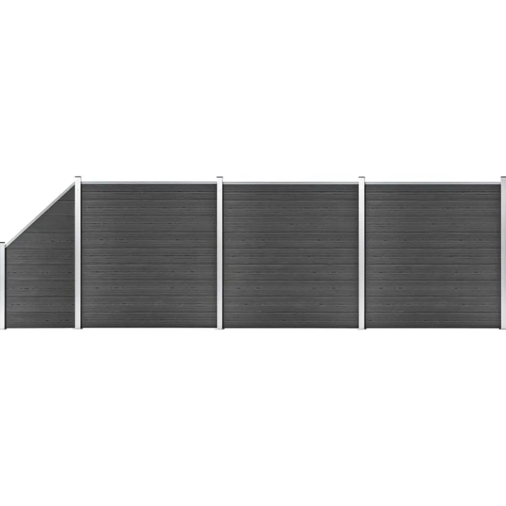 Clôtures & Barrières-vidaXL Ensemble de panneau de clôture WPC 619x(105-186) cm Noir