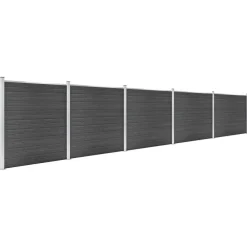 Clôtures & Barrières-vidaXL Ensemble de panneau de clôture WPC 872x186 cm Noir