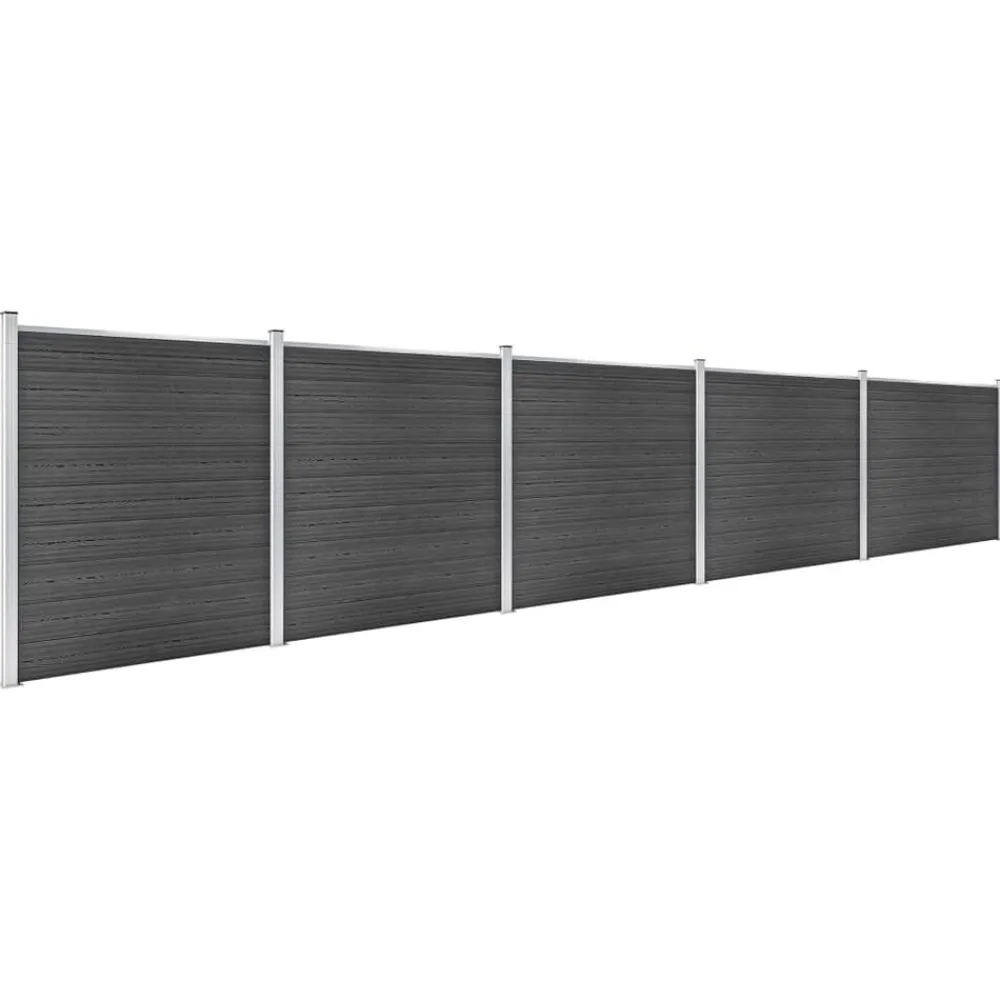 Clôtures & Barrières-vidaXL Ensemble de panneau de clôture WPC 872x186 cm Noir