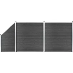 Clôtures & Barrières-vidaXL Ensemble de panneau de clôture WPC 446x(105-186) cm Noir