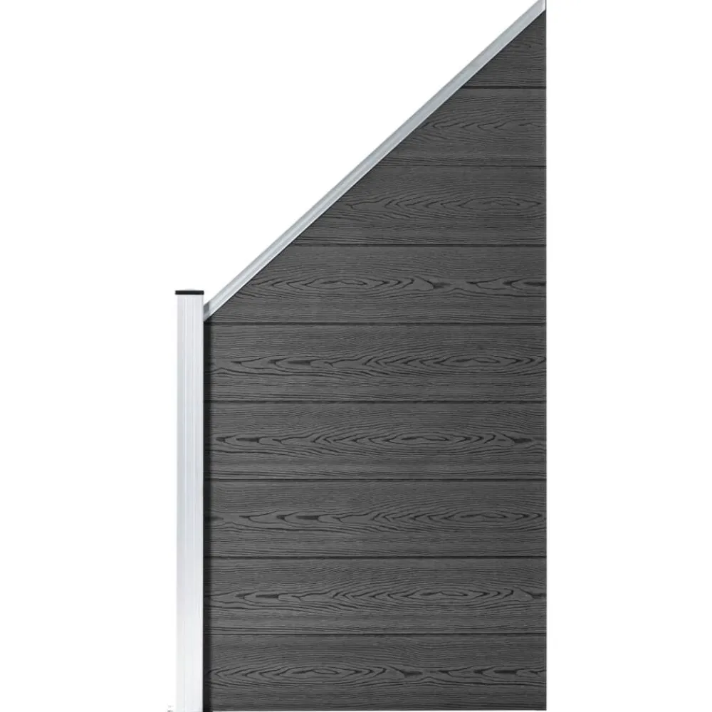 Clôtures & Barrières-vidaXL Ensemble de panneau de clôture WPC 446x(105-186) cm Noir
