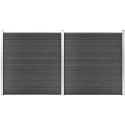 Clôtures & Barrières-vidaXL Ensemble de panneau de clôture WPC 353x186 cm Noir